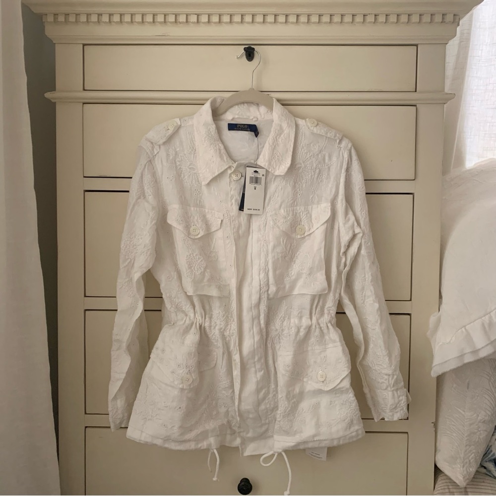 Ralph Lauren White Eyelet Linen Jacket